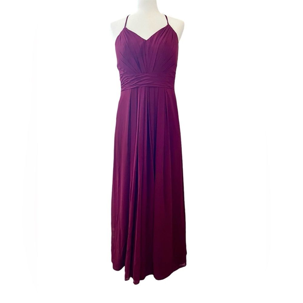Azazie formal bridesmaid prom dress maxi length A line maxi dress maroon size 10